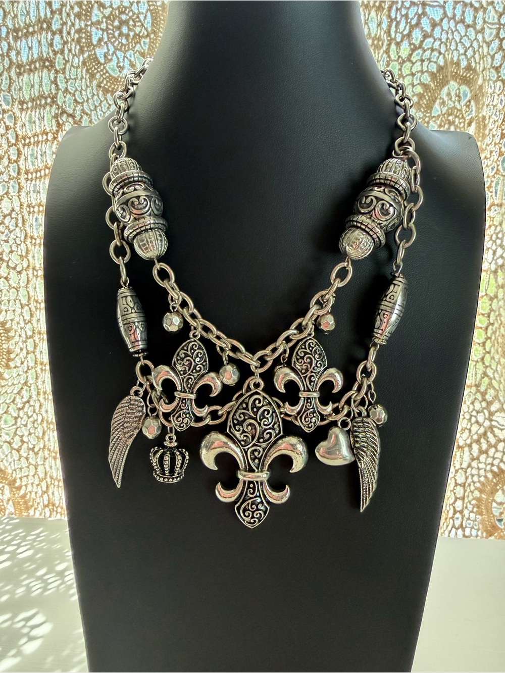 Boutique Collection Silver Fleur-de-Lis Statement Necklace - Women Jewelry